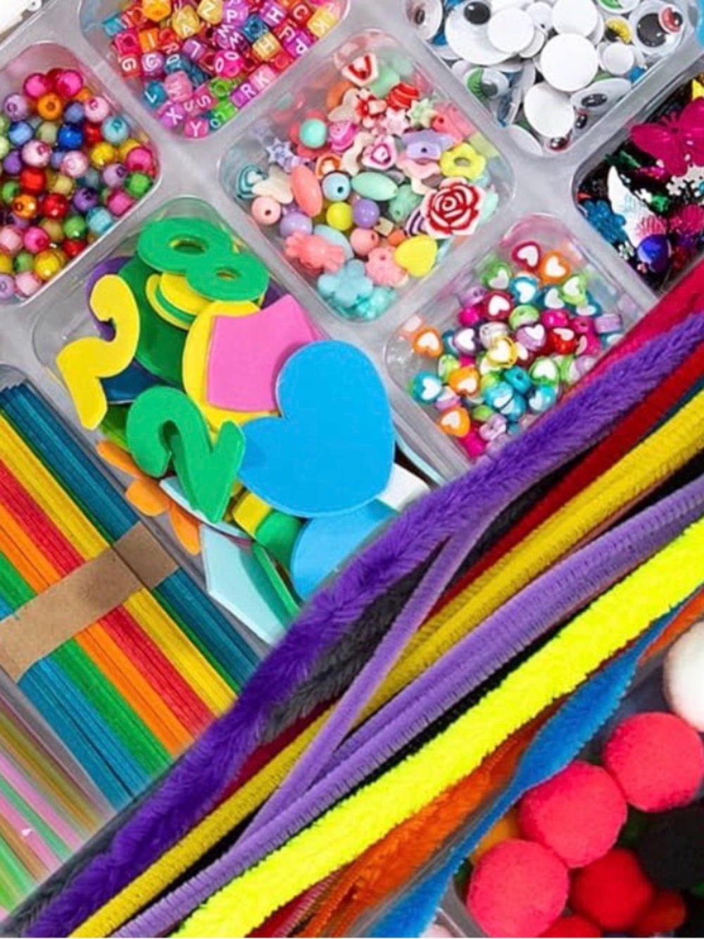 Randomized MysterColorful Craft Supplies — Fabric, Beads, decorations, etc